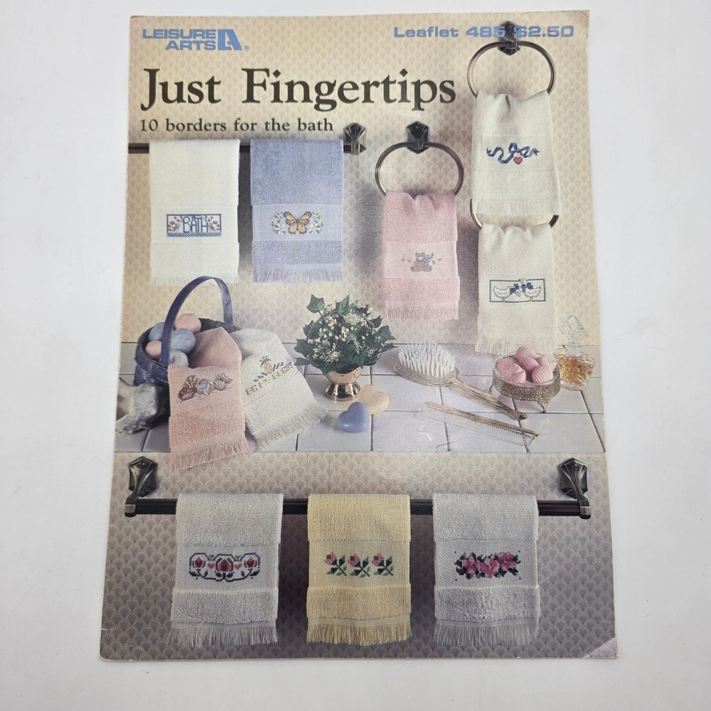 Leisure Arts Just Fingertips 485 Cross Stitch Pattern Bathroom Towel Border 1986